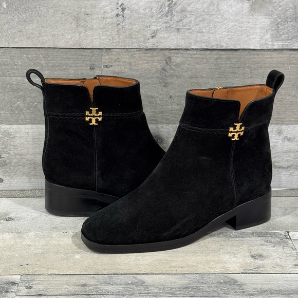 TORY BURCH EVERLY SUEDE ANKLE BOOTIES IN BLACK SIZE - 6M .US - Picture 1 of 11